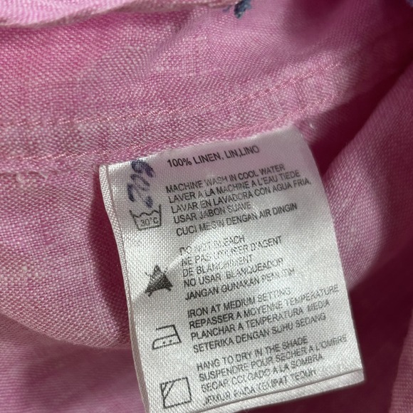 Patrick James Shirt Mens Large Pink Linen Button Up Classic Fit Casual - Picture 9 of 10